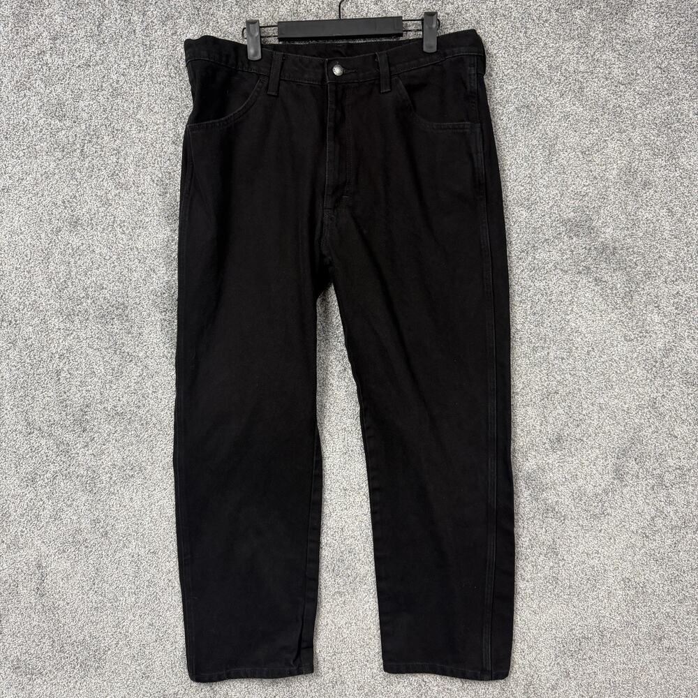 Rustler Jeans Mens 36x28 Black Denim Straight Leg Workwear Classic Dark Wash